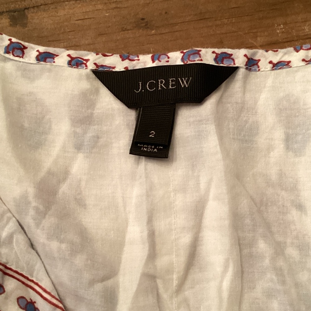 J. Crew White Top with Red and Blue Trim